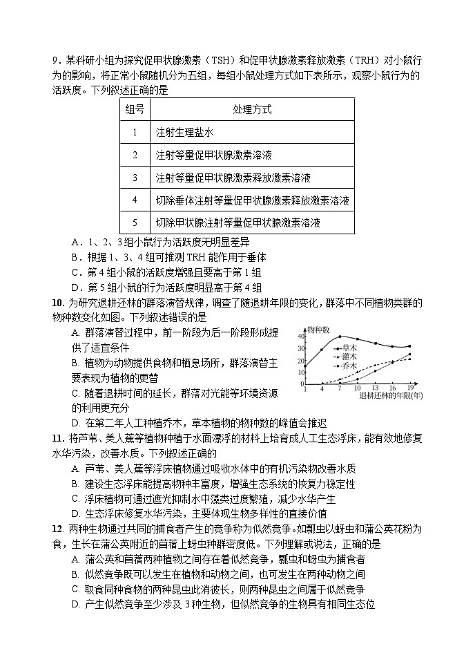 辽宁师大附中2023届高三生物下学期5月精品卷（Word版附答案）03