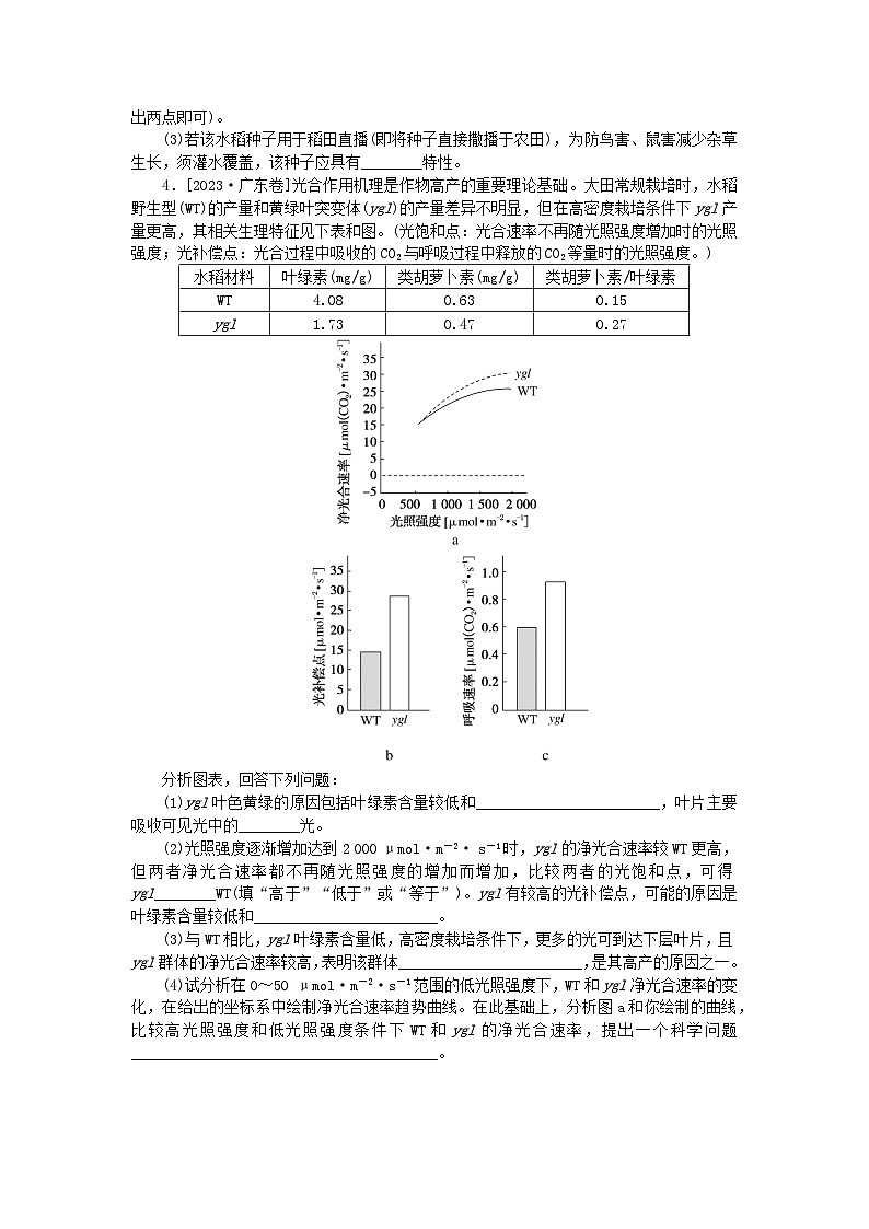 新高考2024版高考生物一轮复习微专题小练习专练29光合作用与呼吸作用综合练第2页