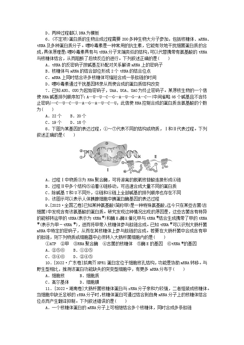 新高考2024版高考生物一轮复习微专题小练习专练50基因指导蛋白质的合成第2页