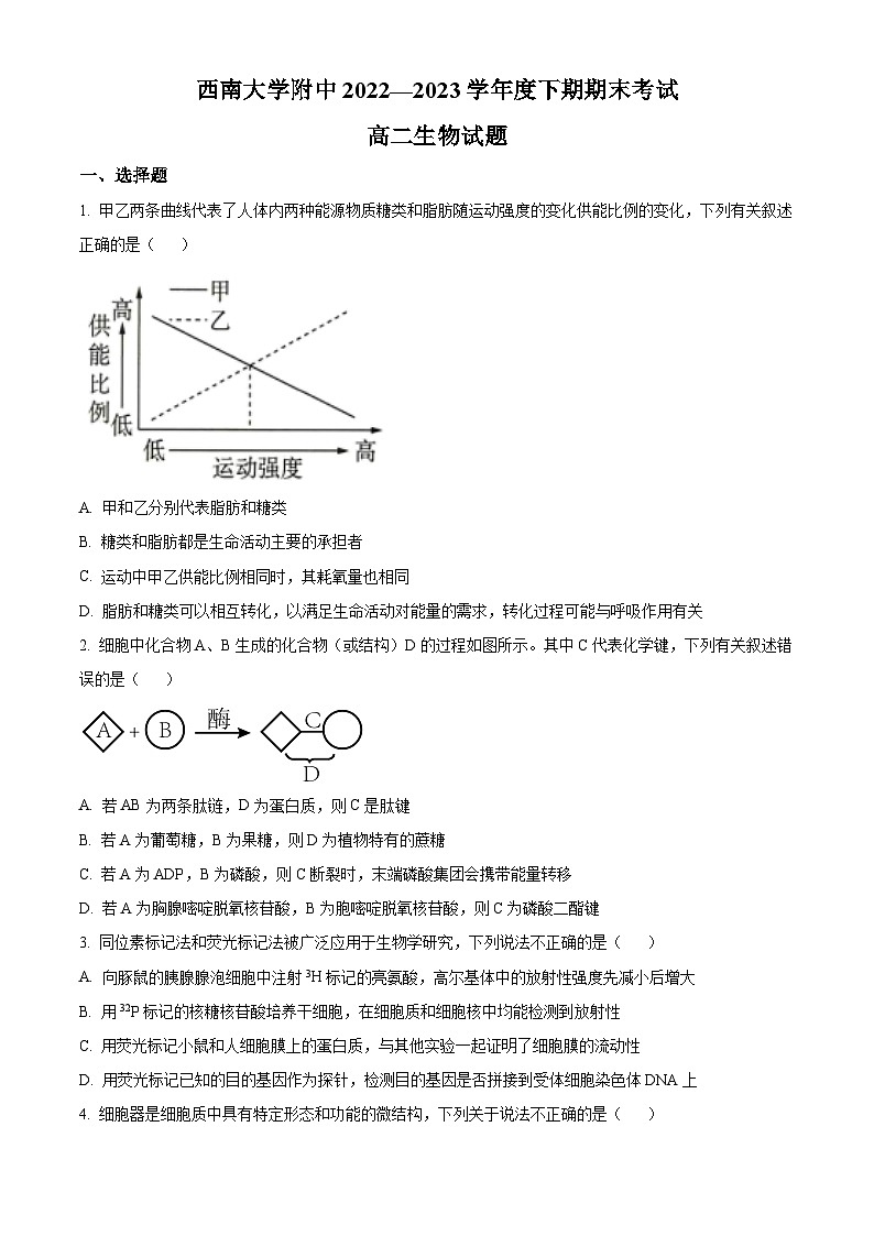 2023重庆市西南大学附中高二下学期期末生物试题含解析01