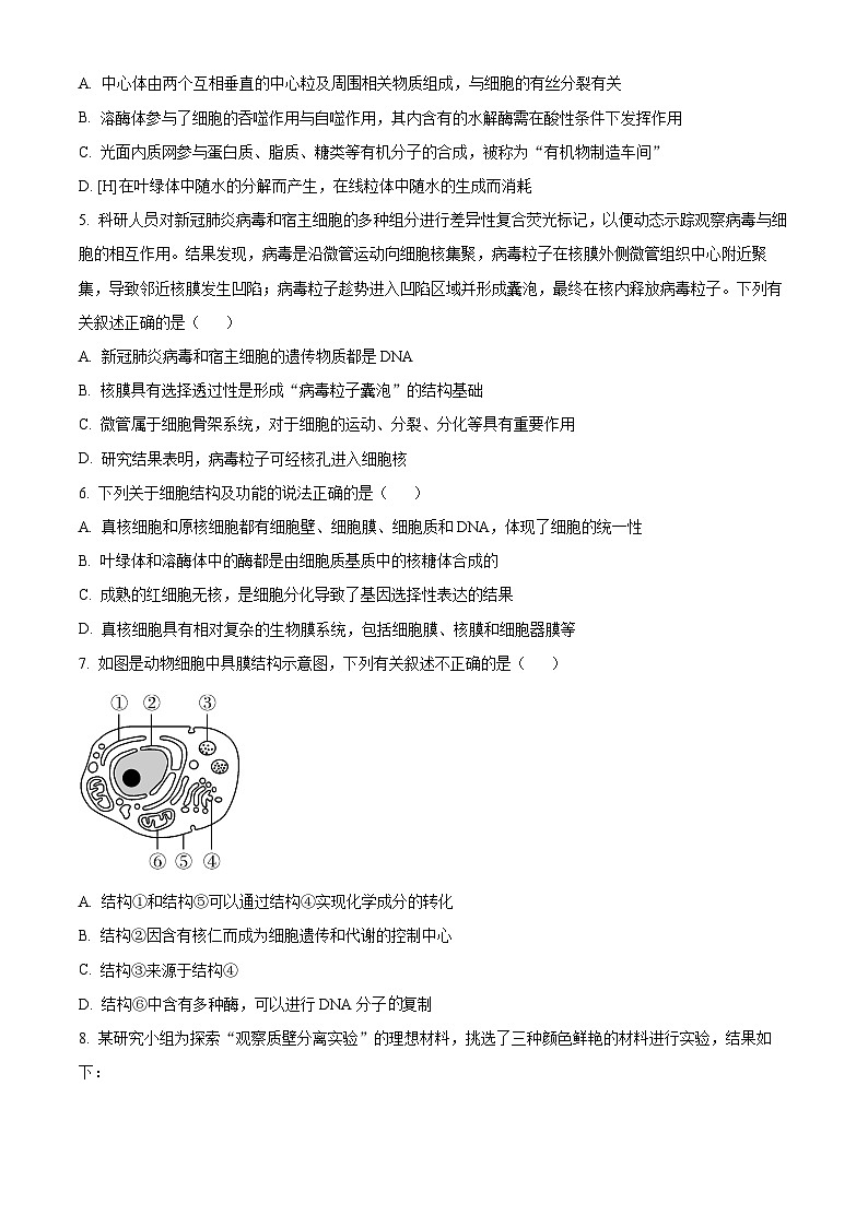 2023重庆市西南大学附中高二下学期期末生物试题含解析02