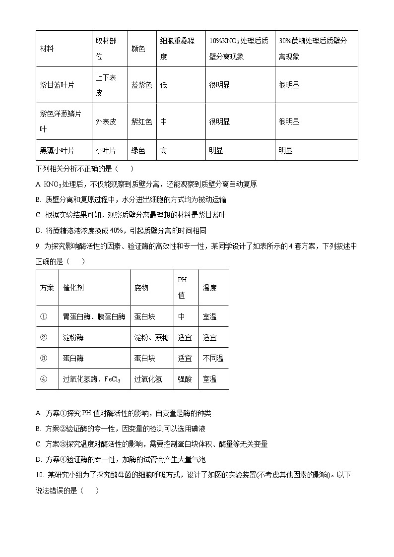 2023重庆市西南大学附中高二下学期期末生物试题含解析03