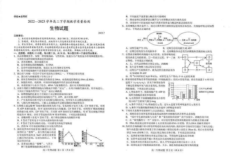 山东省菏泽市2022-2023学年高二下学期7月期末生物试题第1页