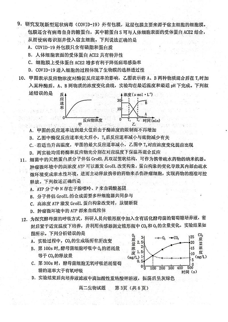 山东省烟台市2022-2023高二下学期期末生物试卷+答案03