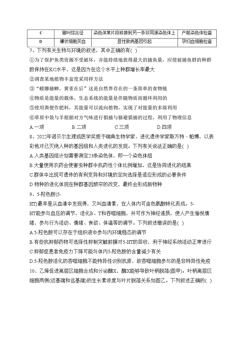辽宁省实验中学2023届高三下学期第五次模拟考试生物试卷（含答案）第3页