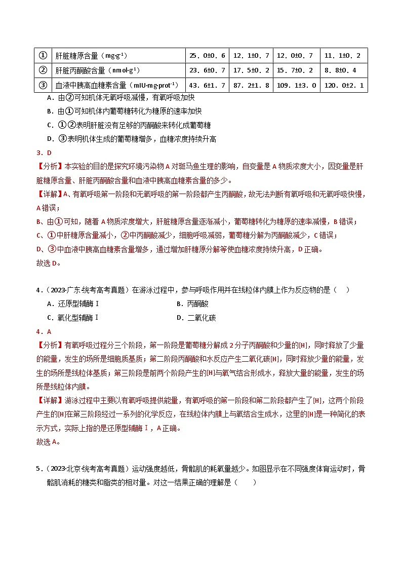 2023年高考真题和模拟题生物分项汇编（全国通用）专题03 细胞呼吸与光合作用（解析版）03