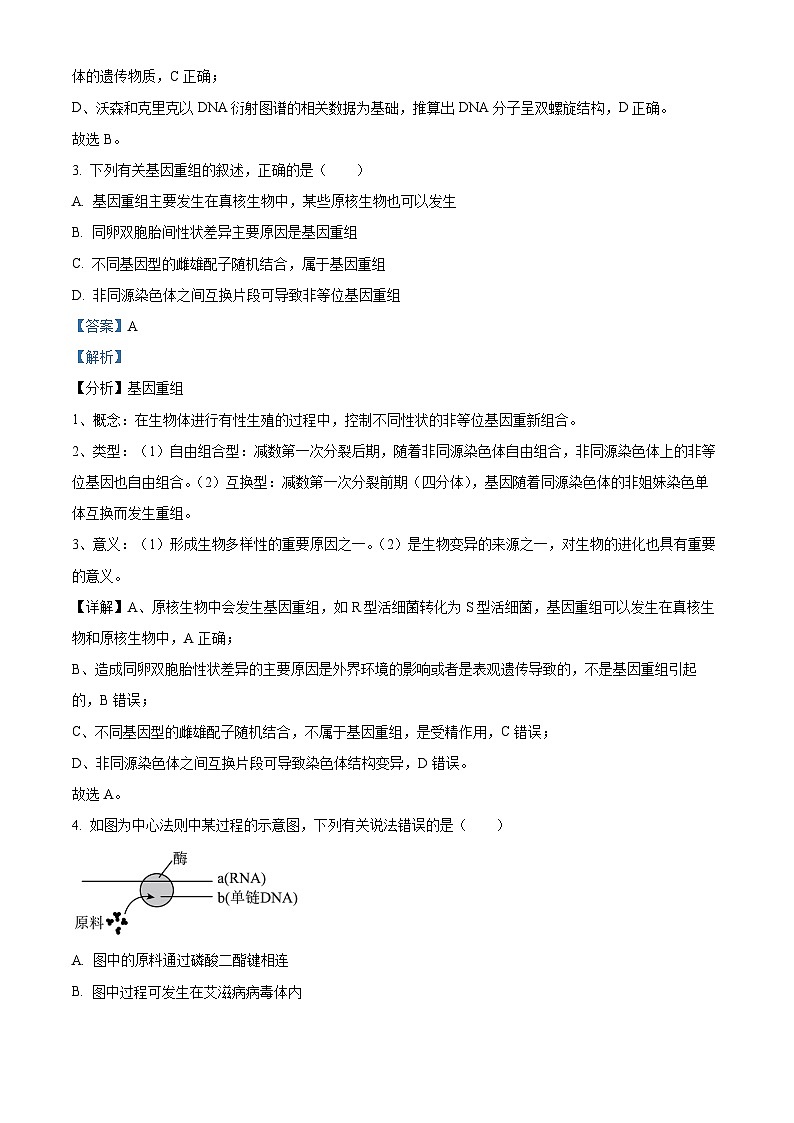 2023武汉部分学校联合体高一下学期期末联考生物试题含解析02