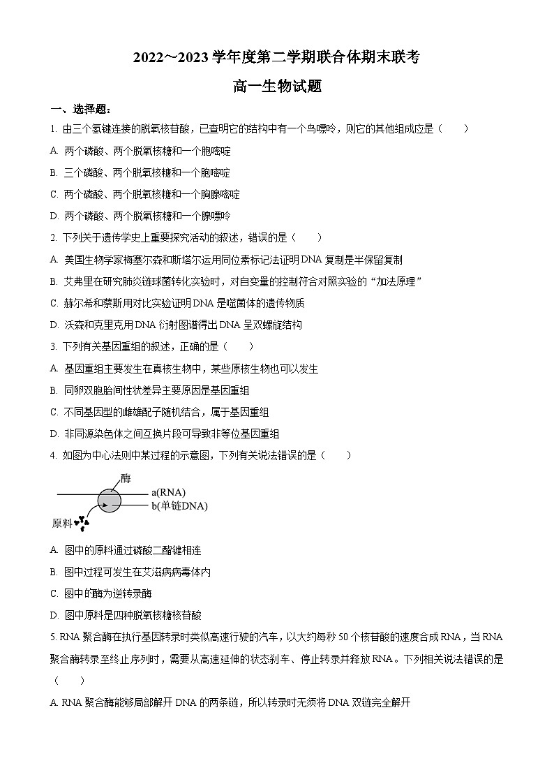 2023武汉部分学校联合体高一下学期期末联考生物试题含解析01