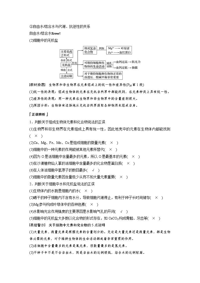 高考生物一轮复习讲练 第1单元 第2讲　细胞中的无机物、糖类和脂质 (含解析)02