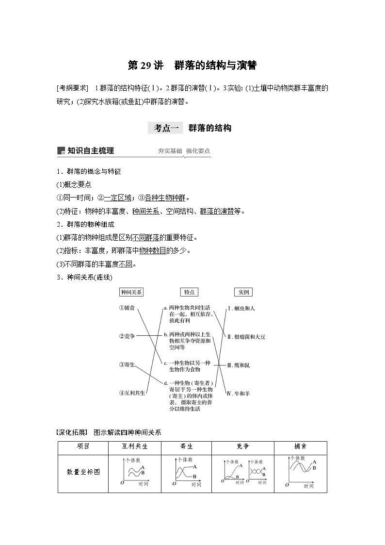 高考生物一轮复习讲练 第9单元 第29讲　群落的结构与演替 (含解析)第1页