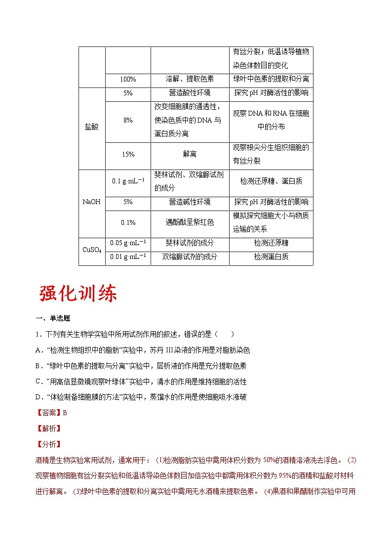 专题02 物质提取与鉴定类实验-备战高考生物实验专项突破(解析版）24第3页