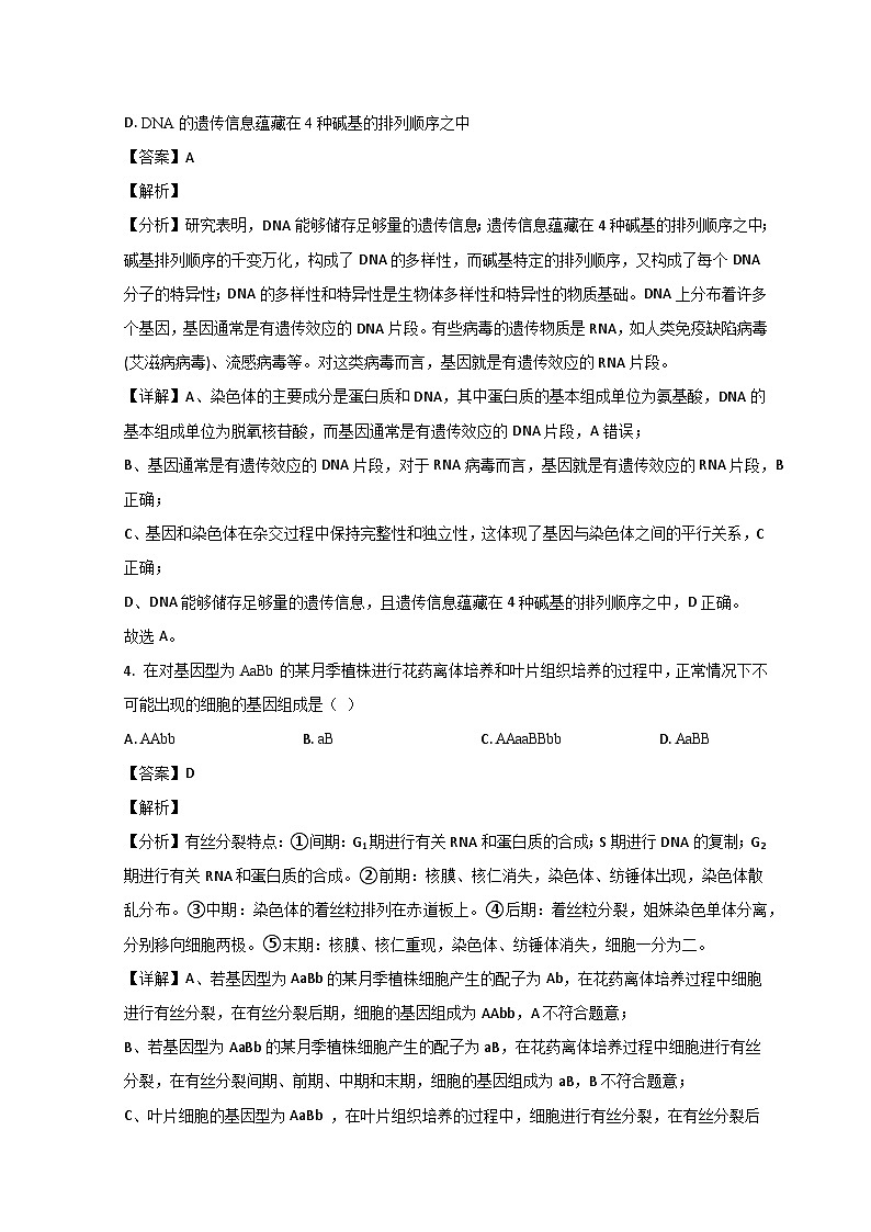 2022日照国开中学高一5月月考生物试题含解析03