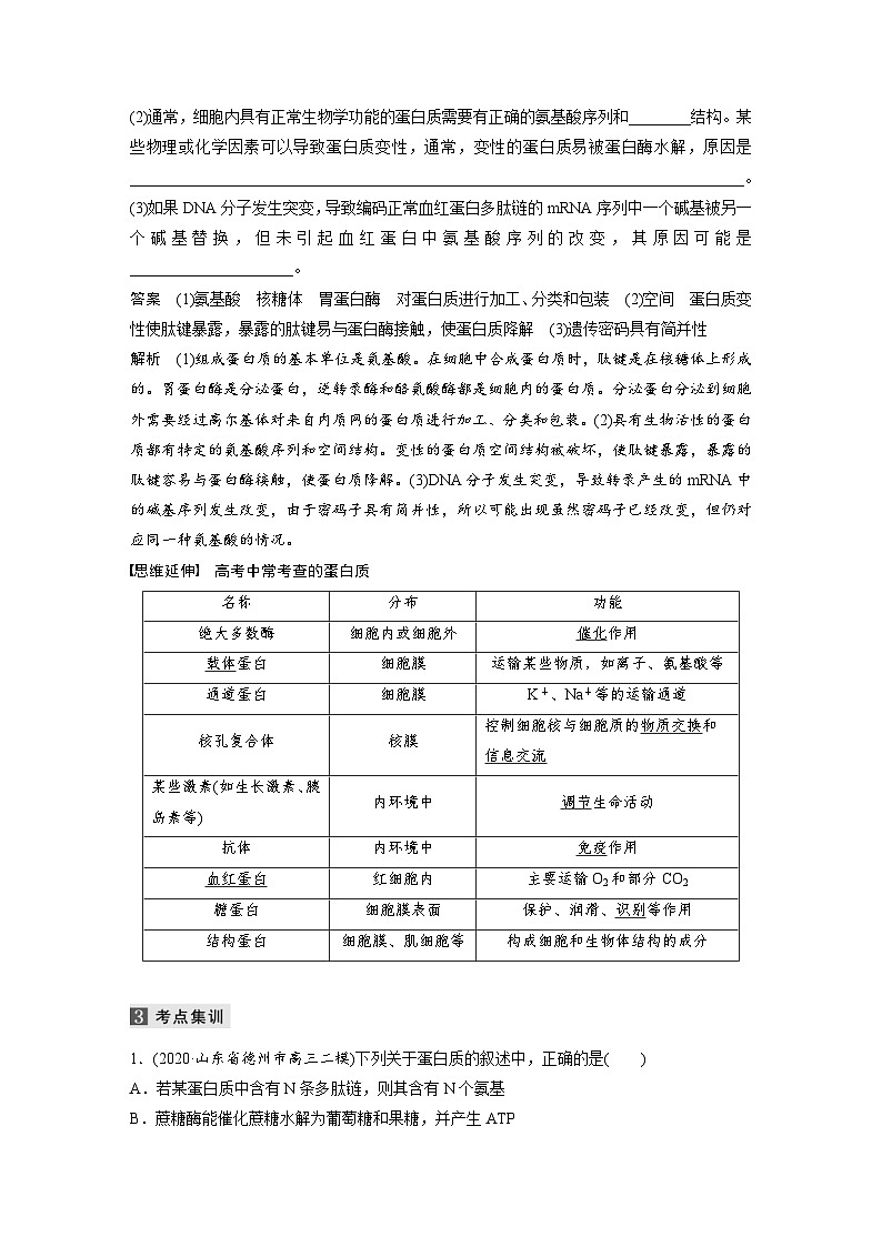 (新高考)高考生物二轮复习第1部分 专题突破 专题1 第1讲 细胞的分子组成(含解析)第3页