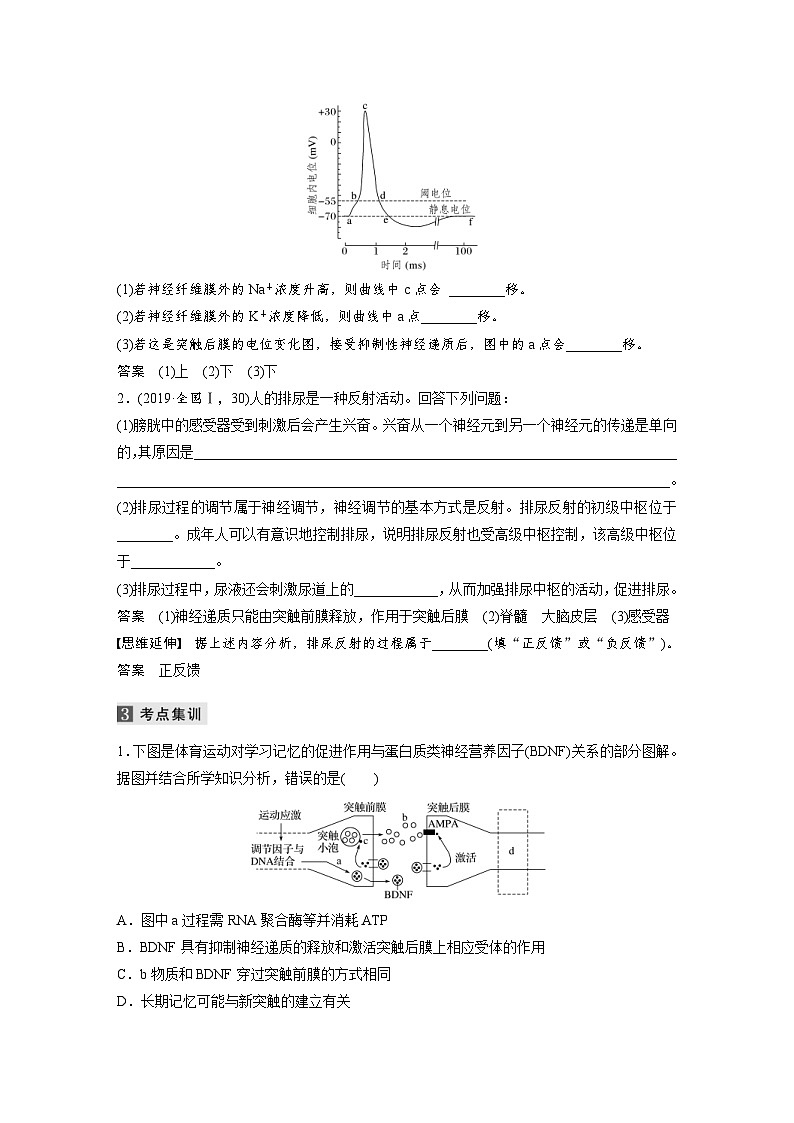 (新高考)高考生物二轮复习第1部分 专题突破 专题5 第1讲 人和高等动物的神经调节和体液调节(含解析)03