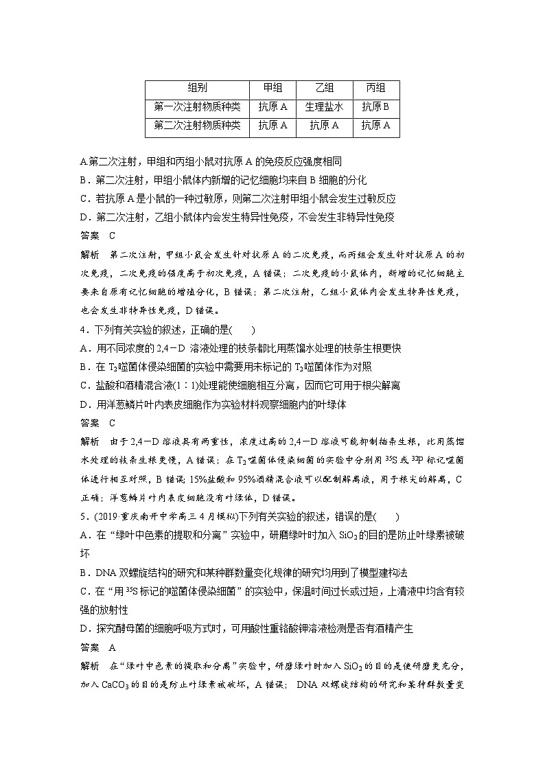 (新高考)高考生物二轮复习第3部分 题型增分练 选择题专练 第8练　实验题(含解析)02