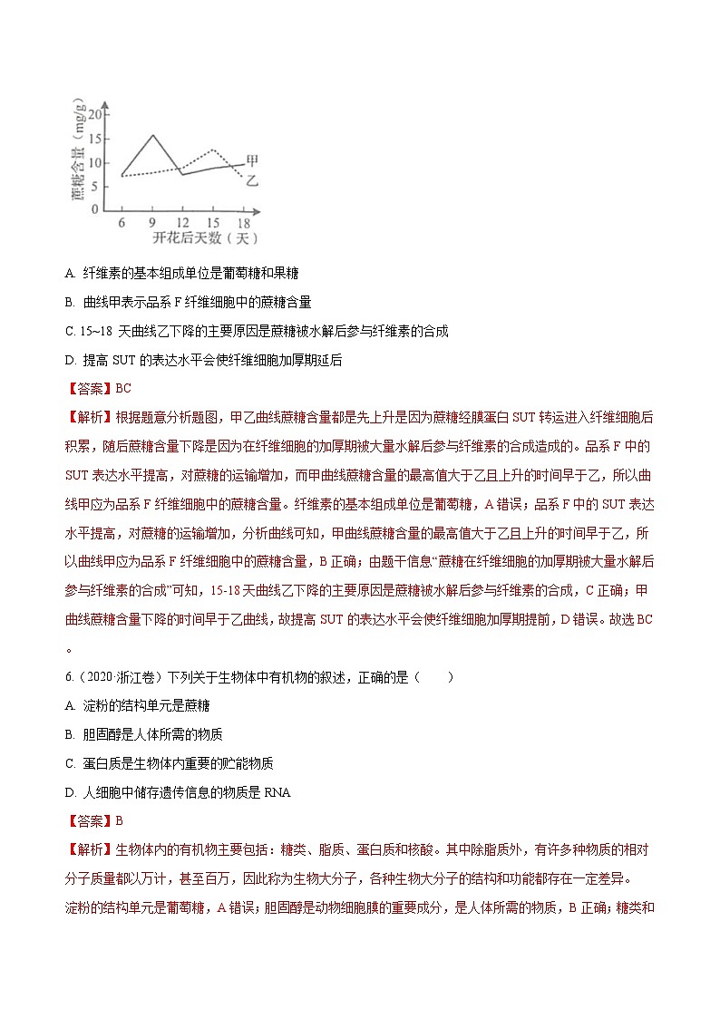 专题01 细胞的组成与结构-十年（2011-2020）高考真题生物分项详解（含解析）03