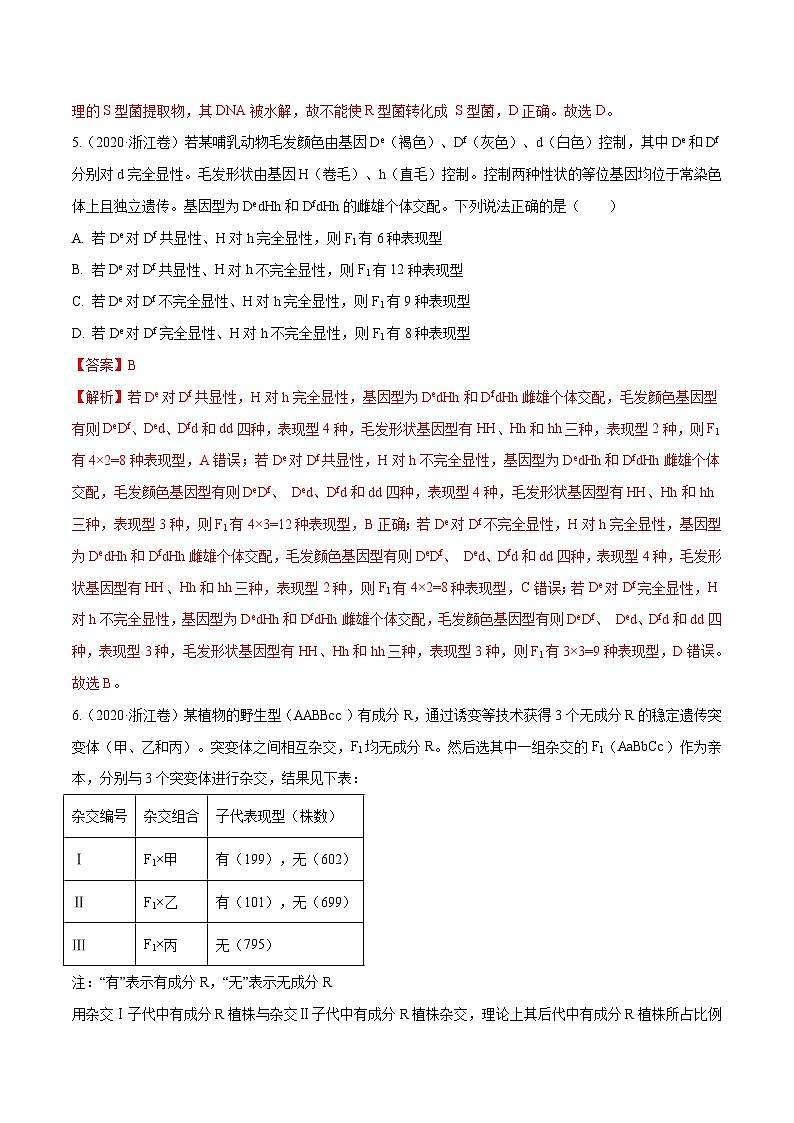 专题05 遗传的基本规律与遗传病-十年（2011-2020）高考真题生物分项详解（含解析）03