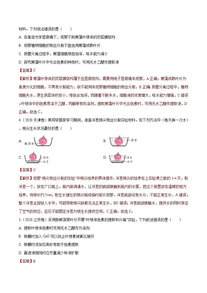 专题13 实验与探究-十年（2011-2020）高考真题生物分项详解（含解析）02