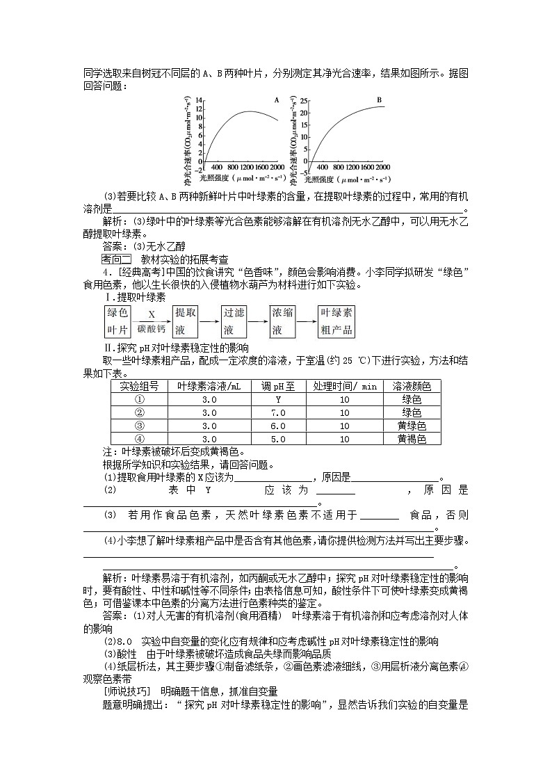 高考生物一轮复习高考必考教材实验七 绿叶中色素的提取与分离（含解析）第3页