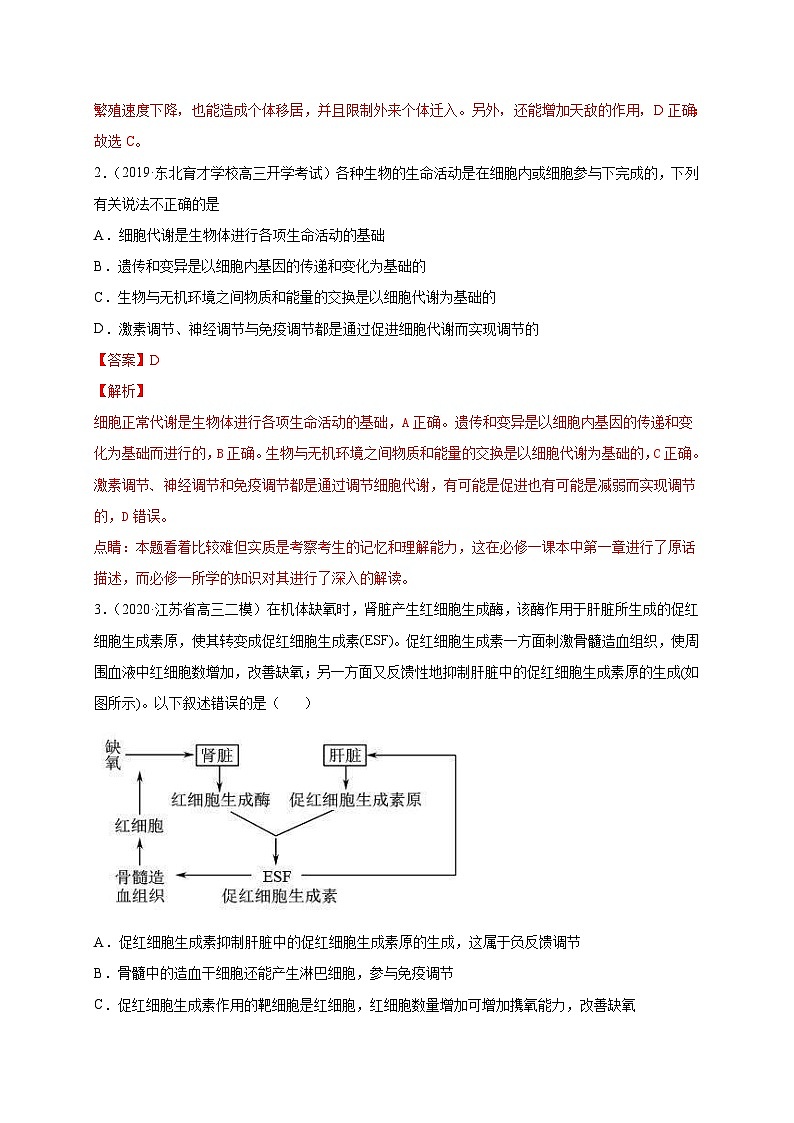 高考生物三轮冲刺高分突破练习专练13 动物生命活动的调节冲刺高考50题（含解析）第2页