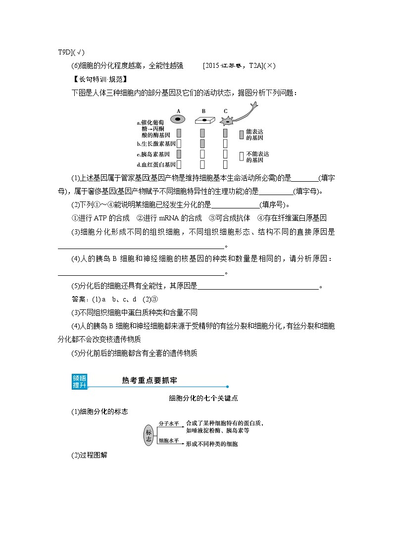高考生物一轮复习考点过关练习第4单元　第13讲　细胞的分化 衰老 凋亡和癌变 (含解析)03