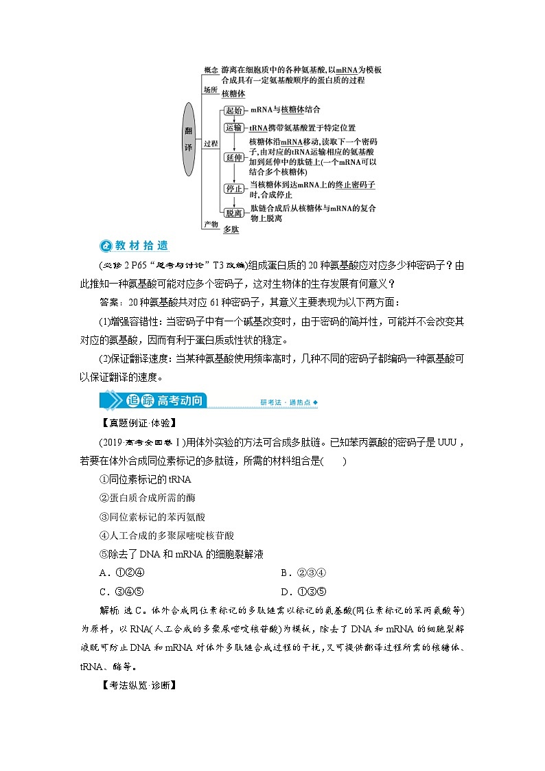 高考生物一轮复习考点过关练习第6单元　第19讲　基因的表达(含解析)第2页