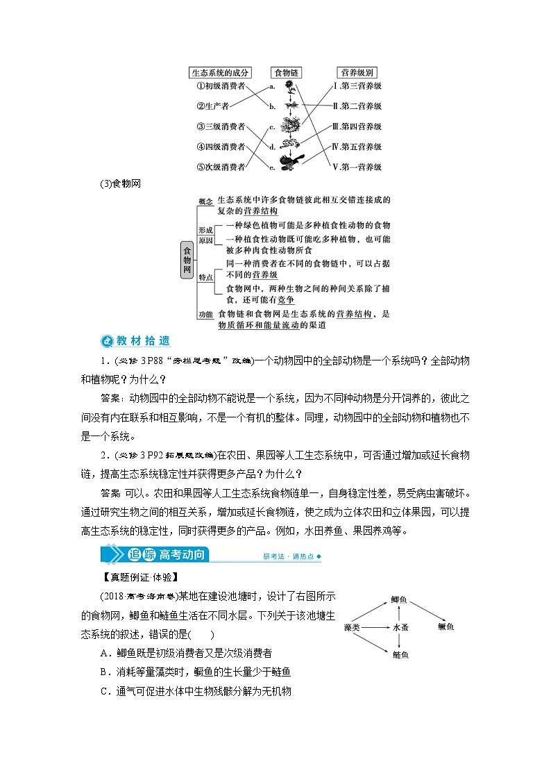 高考生物一轮复习考点过关练习第9单元　第30讲　生态系统的结构　生态系统的能量流动 (含解析)第2页