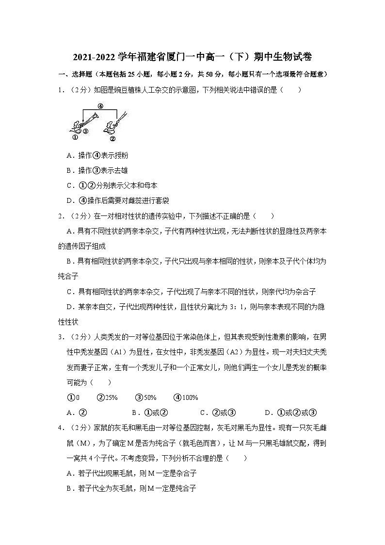 2021-2022学年福建省厦门一中高一（下）期中生物试卷（含答案）01