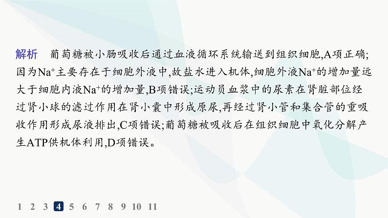 人教A版高中生物选择性必修1稳态与调节第1章人体的内环境与稳态第2节内环境的稳态分层作业课件08