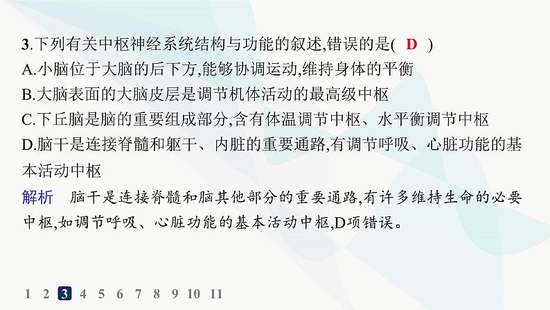 人教A版高中生物选择性必修1稳态与调节第2章神经调节第1节神经调节的结构基础分层作业课件05