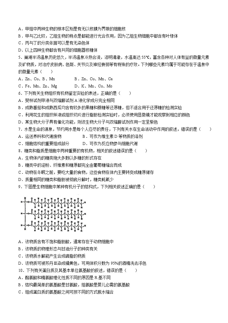 安徽师范大学附中2022-2023学年高一上学期期末教学质量诊断测试生物试题第2页