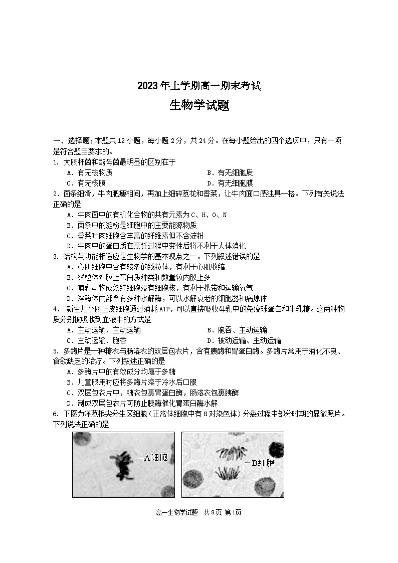 湖南省长沙市宁乡市2022-2023学年高一生物下学期期末试题（Word版附答案）01