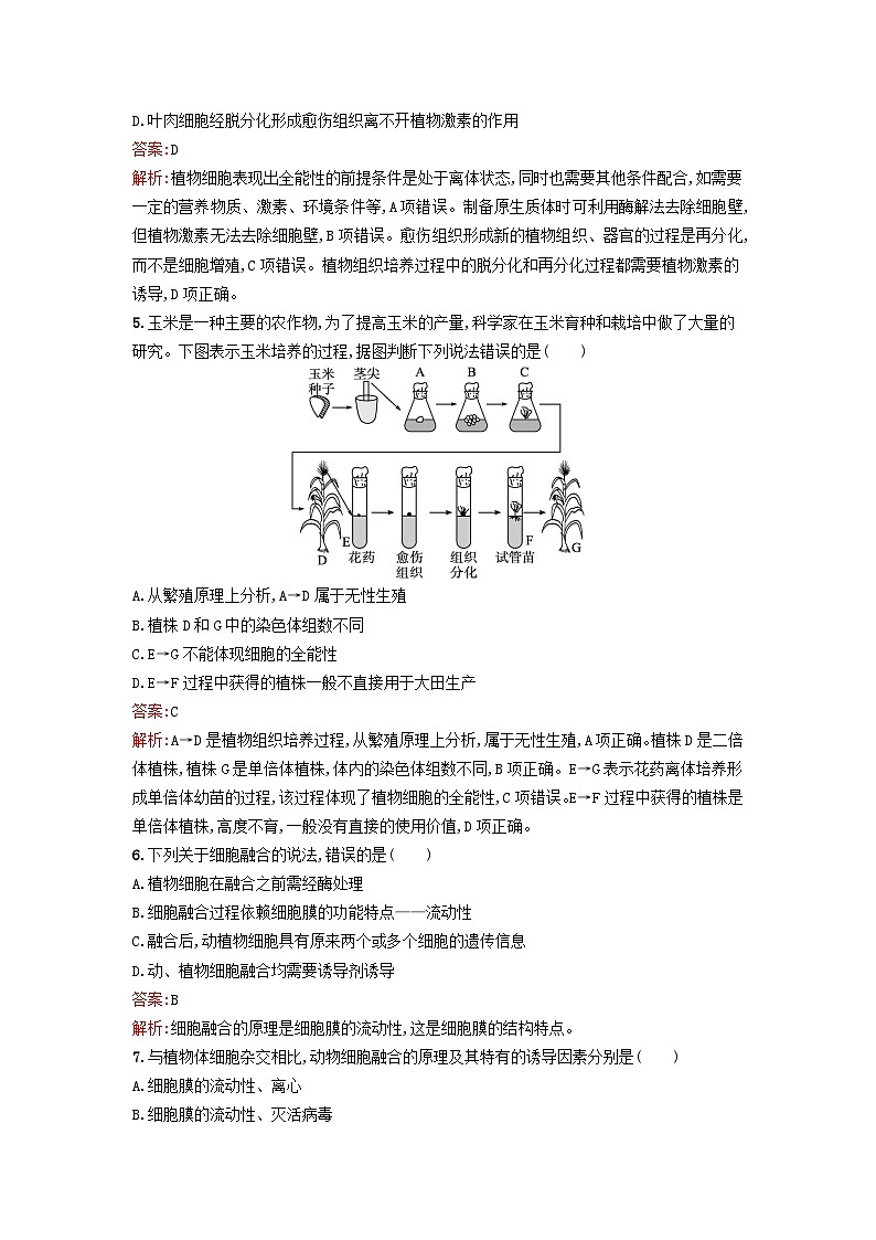 新教材2023年高中生物第2章细胞工程过关检测新人教版选择性必修3第2页