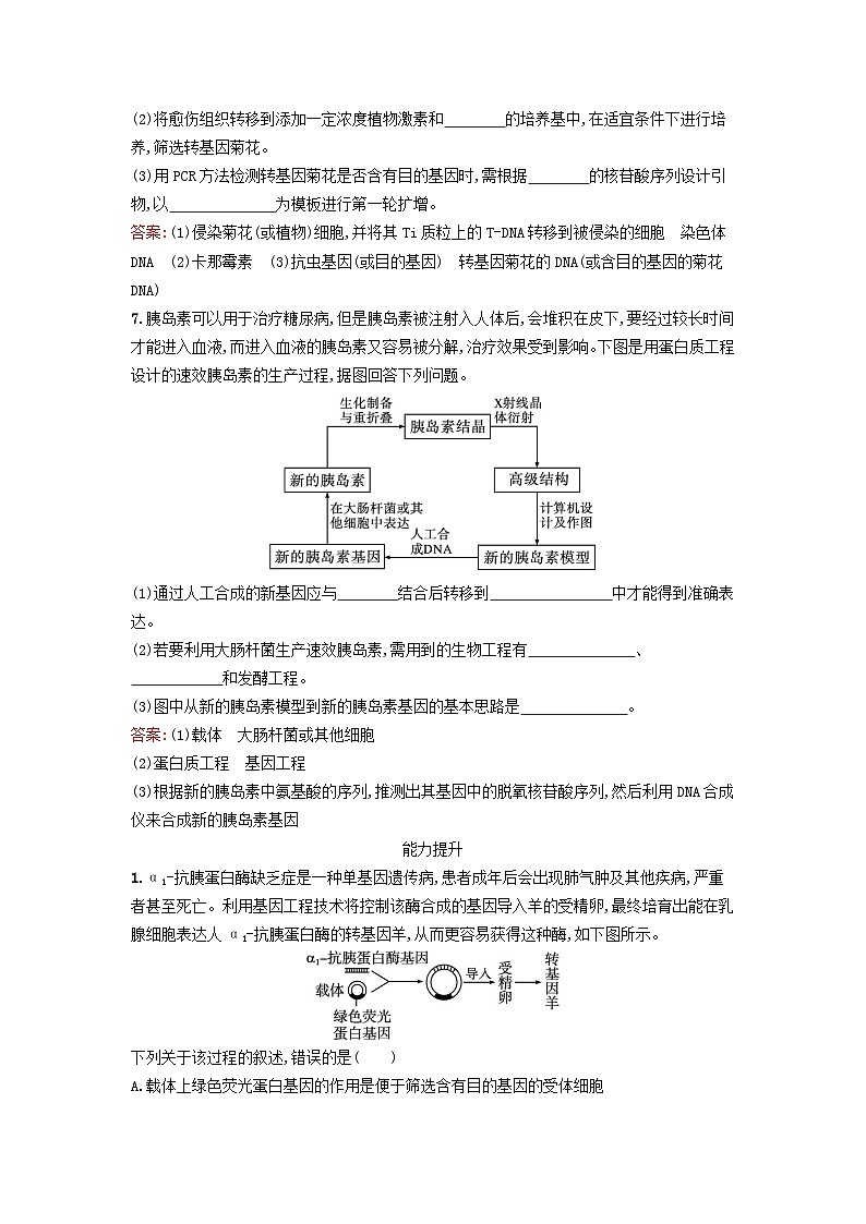 新教材2023年高中生物第3章基因工程第3节基因工程的应用__第4节蛋白质工程的原理和应用课后训练新人教版选择性必修3第3页
