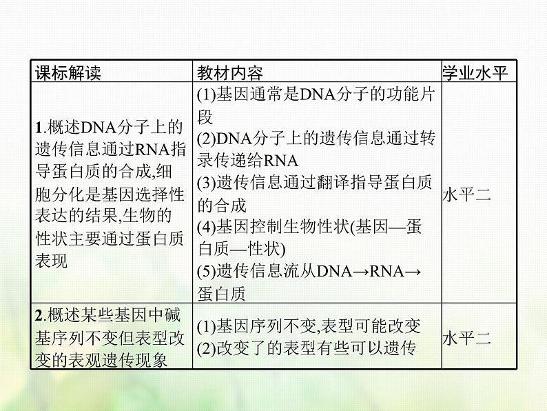 高中生物学考复习专题第六单元遗传的分子基础15基因控制蛋白质合成与表观遗传课件02