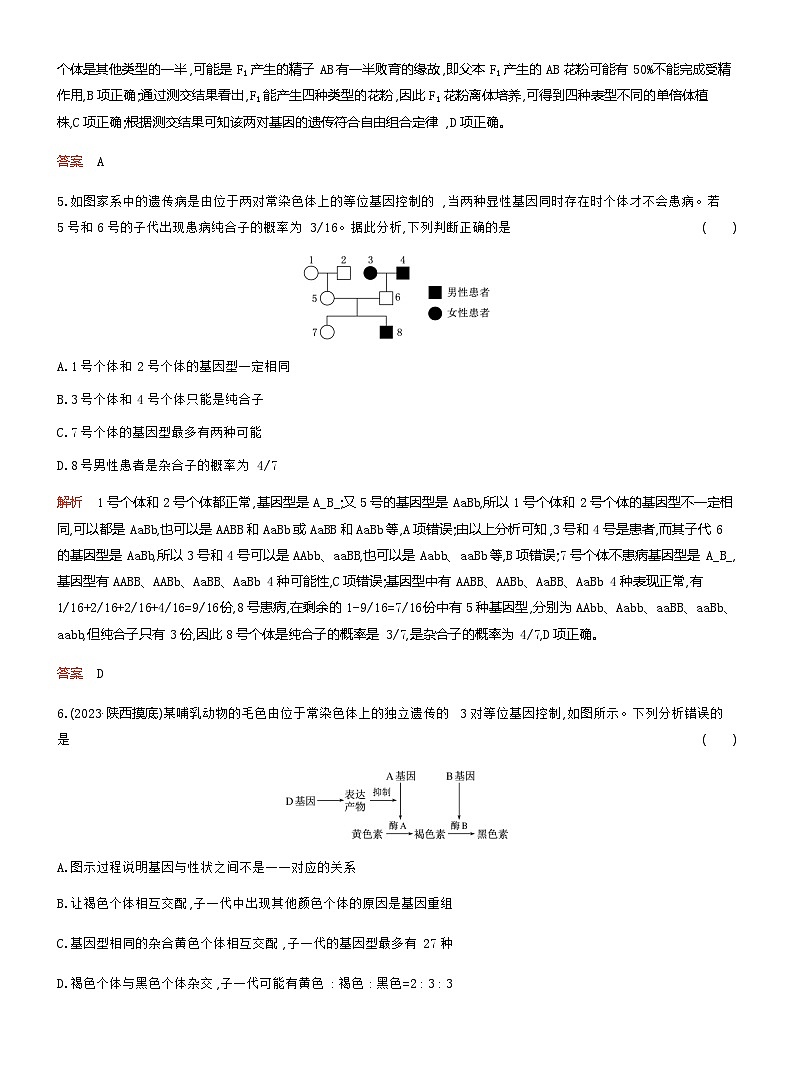 2024届人教版高考生物一轮复习基因的自由组合定律作业（不定项）含答案第3页
