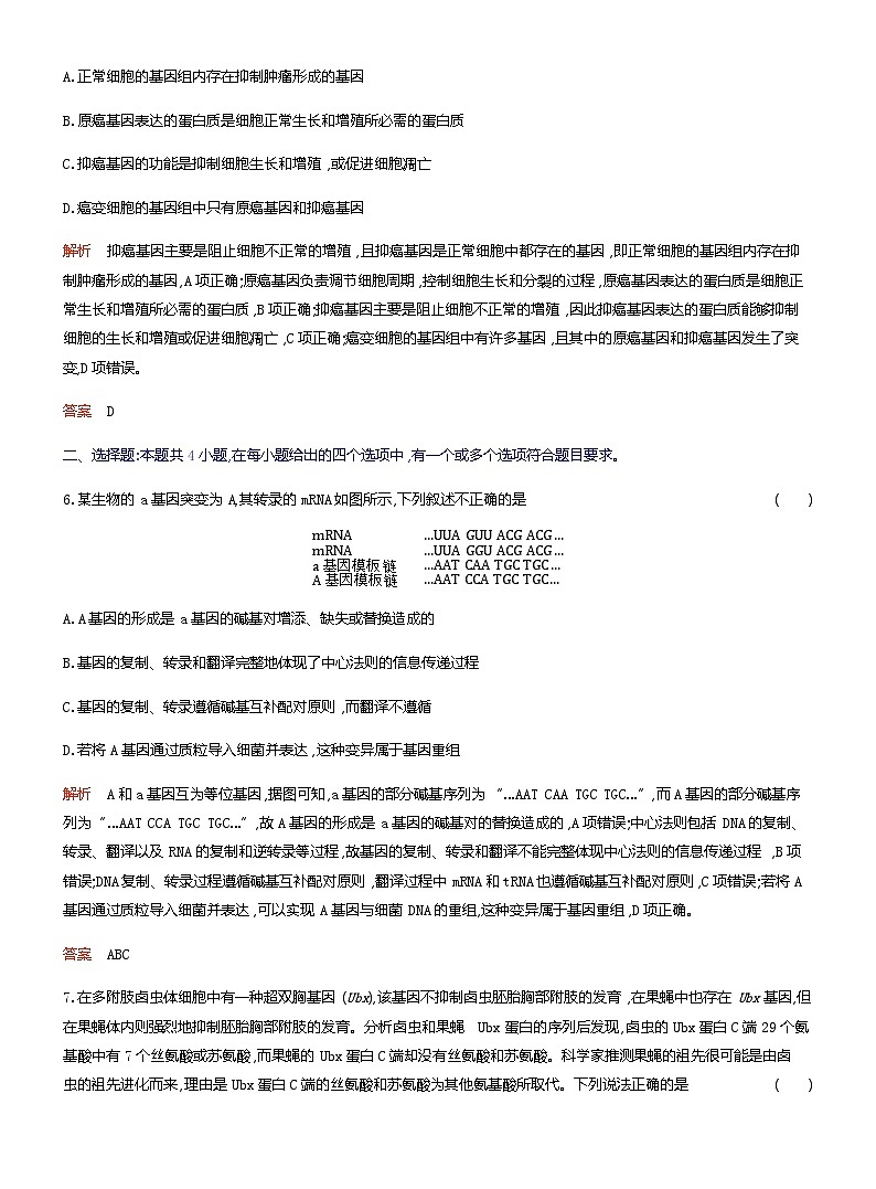 2024届人教版高考生物一轮复习基因突变和基因重组作业（不定项）含答案第3页