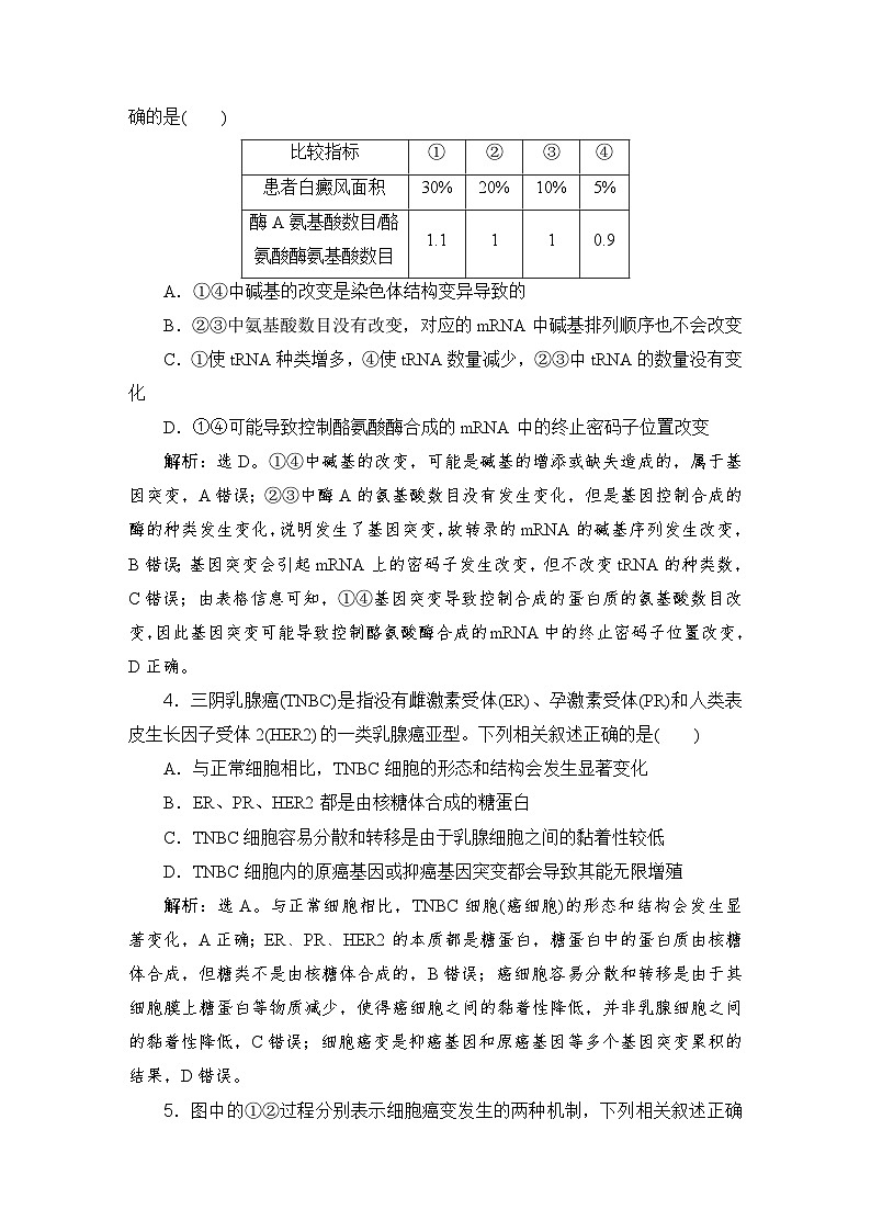 2024届人教版高考生物一轮复习基因突变和基因重组作业（多项版）含答案02