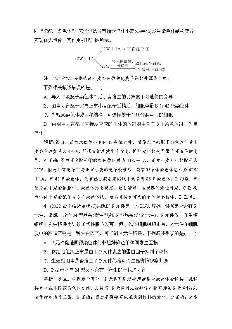 2024届人教版高考生物一轮复习生物的变异作业（多项版）含答案第2页