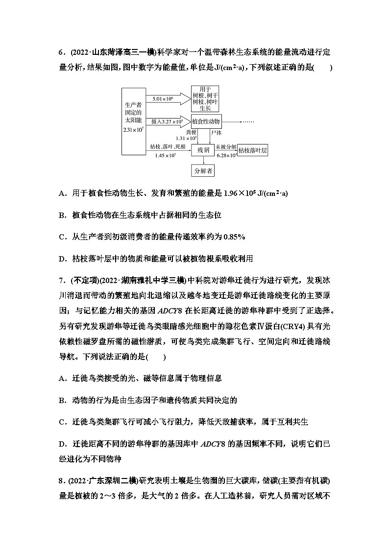 2024届人教版高考生物一轮复习生态系统的功能作业含答案03