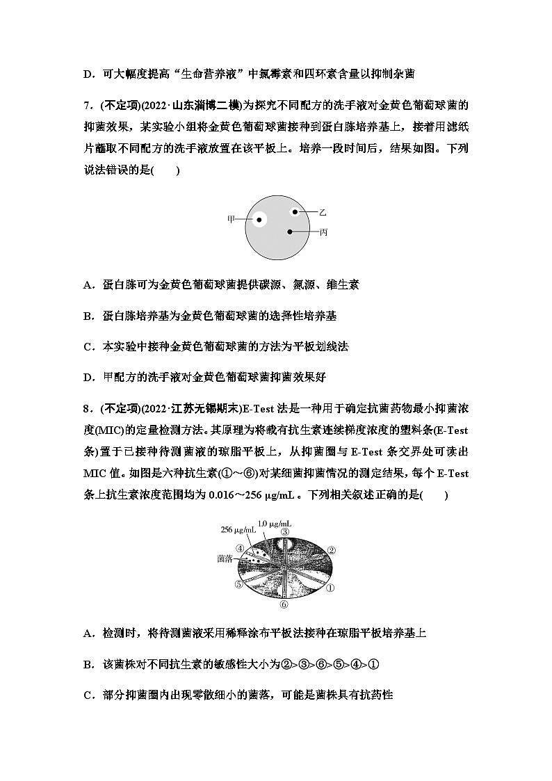 2024届人教版高考生物一轮复习微生物的培养技术及应用作业含答案第3页