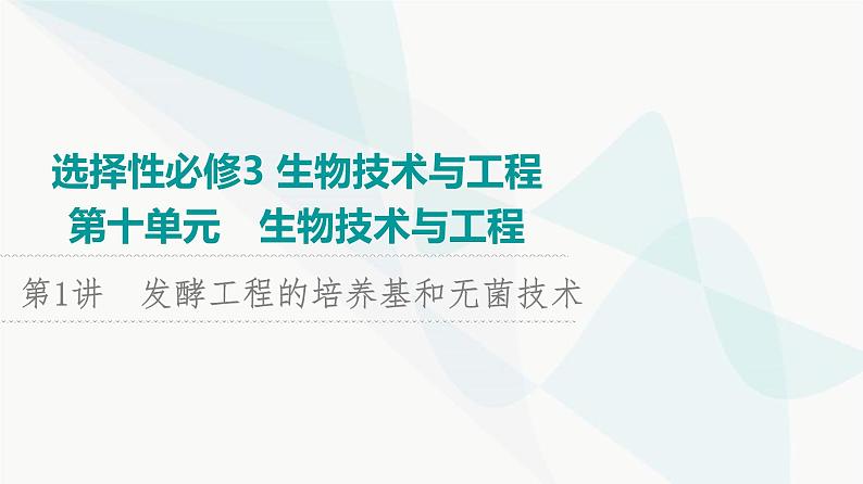 2024届苏教版高考生物一轮复习发酵工程的培养基和无菌技术课件第1页