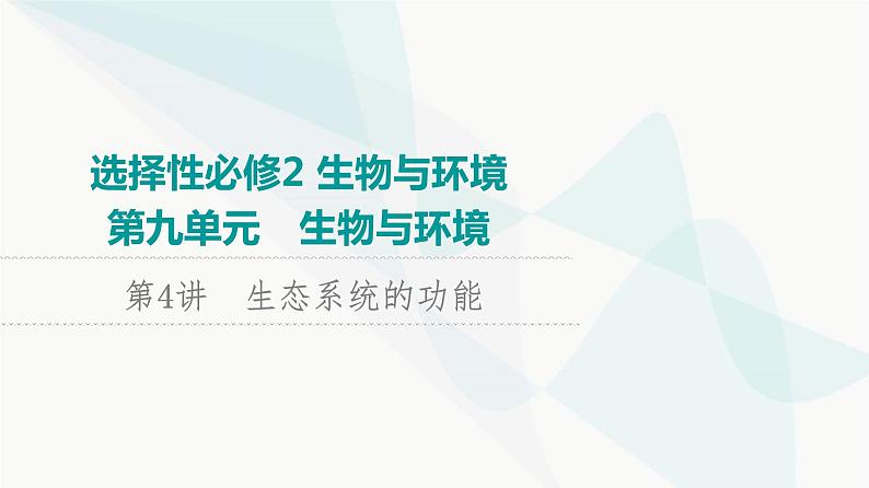 2024届苏教版高考生物一轮复习生态系统的功能课件第1页