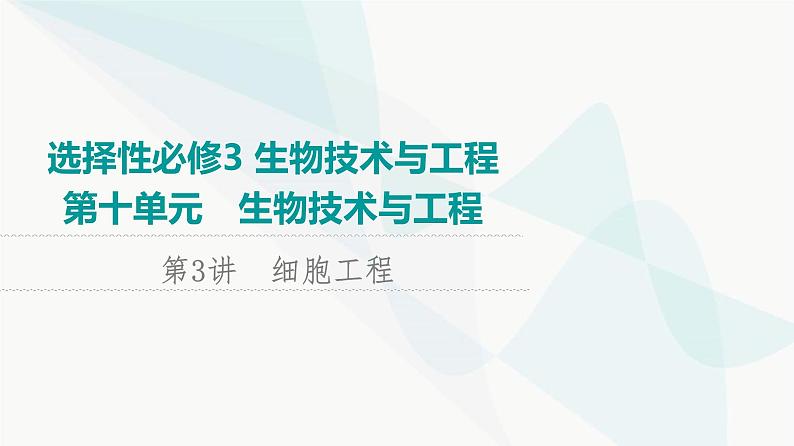 2024届苏教版高考生物一轮复习细胞工程课件01