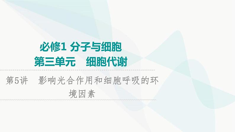 2024届苏教版高考生物一轮复习影响光合作用和细胞呼吸的环境因素课件01