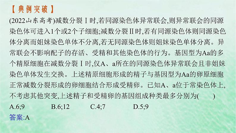 适用于新教材2024版高考生物一轮总复习第4单元细胞的生命历程专题精研课3减数分裂与可遗传变异的关系课件新人教版08