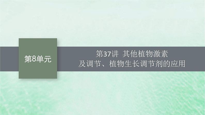 适用于新教材2024版高考生物一轮总复习第8单元稳态与调节第37讲其他植物激素及调节植物生长调节剂的应用课件新人教版第1页