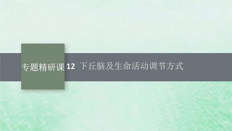 适用于新教材2024版高考生物一轮总复习第8单元稳态与调节专题精研课12下丘脑及生命活动调节方式课件新人教版第1页