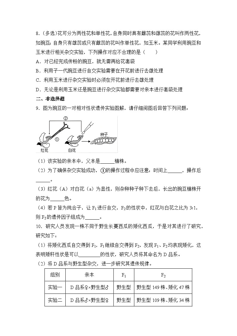 生物（新教材）高一暑假作业之巩固练习1 孟德尔的豌豆杂交实验（一）含答案解析03