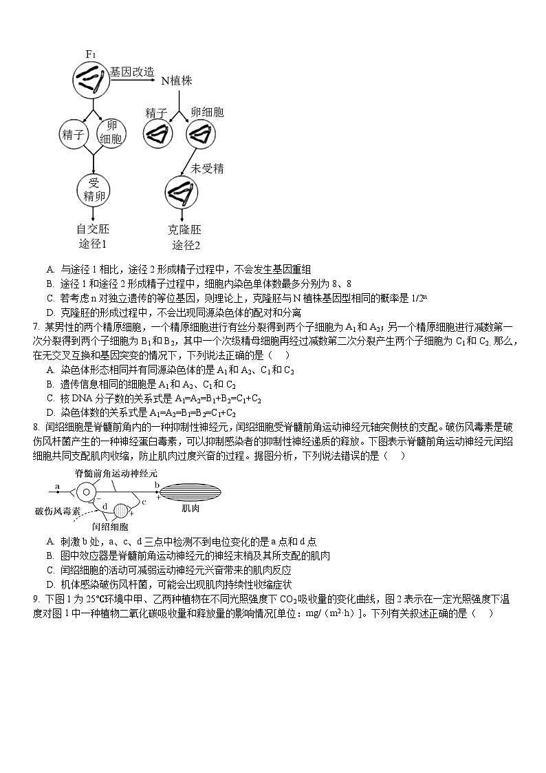 2024届重庆市巴南区高三上学期诊断考试（一模）生物试题及答案02
